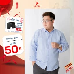 Thumbnail Áo Sơ Mi Dài Tay Bigsize Nam 80-140kg AKYOO Cao Cấp, Không Bai Mờ, Không Gây Khó Chịu Khi Mặc - SM DT KE 1
