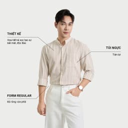Thumbnail Áo Sơ Mi Dài Tay Nam Krik Form Regular Thiết Kể Cổ Tàu Cùng Họa Tiết Kẻ Sọc Thanh Lịch SD3221 1