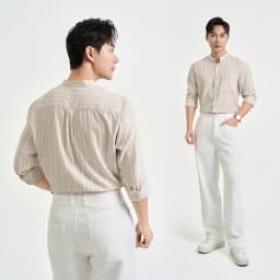 Thumbnail Áo Sơ Mi Dài Tay Nam Krik Form Regular Thiết Kể Cổ Tàu Cùng Họa Tiết Kẻ Sọc Thanh Lịch SD3221 3
