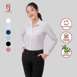 Thumbnail Áo sơ mi dài tay nữ ASW0101-R11 tinh chất sợi tre vải xước form ôm Thái Hòa dài tay nữ cổ Đức 2
