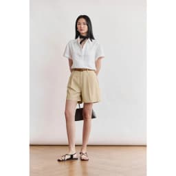 Thumbnail Áo sơ mi dáng relax MONO TALK cổ đức, tay ngắn thiết kế xắn tạo kiểu MFOT25Y-T10010FT 2