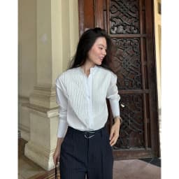 Thumbnail Áo sơ mi dáng relax MONO TALK cổ tàu, thân trước xếp ly, măng séc bản 10cm MOF25S-T10001TK 3