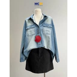 Thumbnail Áo sơ mi denim khoác ngoài form rộng màu loang MC21.studios a4308 4