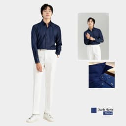 Thumbnail Áo sơ mi denim nam đen BAETON cao cấp cổ button down sang trọng -S07 2