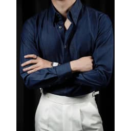 Thumbnail Áo sơ mi denim nam đen BAETON cao cấp cổ button down sang trọng -S07 4