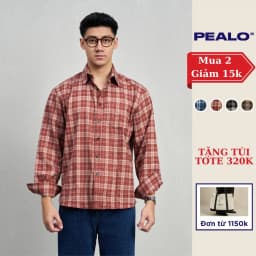 Thumbnail Áo Sơ Mi Flannel PEALO chất liệu cotton Form Rộng Kẻ Caro 1