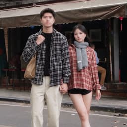 Thumbnail Áo Sơ Mi Flannel PEALO chất liệu cotton Form Rộng Kẻ Caro 4