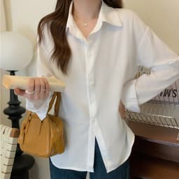 Thumbnail Áo sơ mi form rộng nữ tay dài vải mịn trơn THOCA HOUSE thanh lịch, thời thượng, phối đồ thường ngày 2