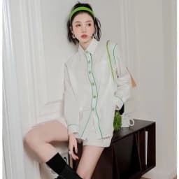 Thumbnail Áo Sơ Mi Hàng Nút Vuông MUSHROOM LEE Line Green 2