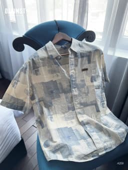 Thumbnail Áo sơ mi họa tiết cộc tay DENIMST A209, chất cotton mềm mại, form tới 90kg 1