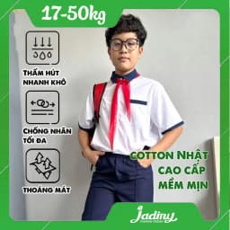 Thumbnail Áo sơ mi học sinh nam phối xanh cho học sinh tiểu học, trung học cơ sở Jadiny 1