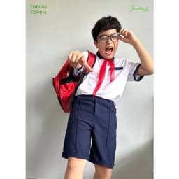 Thumbnail Áo sơ mi học sinh nam phối xanh cho học sinh tiểu học, trung học cơ sở Jadiny 2