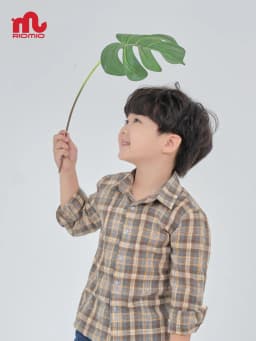 Thumbnail Áo sơ mi kẻ caro bé trai Riomi dài tay size 20 - 50kg chất cotton thô Hàn mềm mát RA291 4