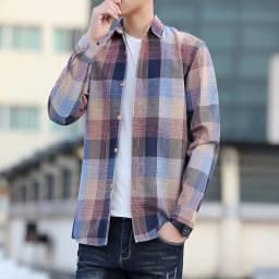 Thumbnail Áo Sơ Mi Kẻ Sọc Nam Tay Dài Phong Cách Hàn Quốc Không Viền Mỏng Phong Cách Hồng Kông Thoải Mái Thanh Niên Bông Tai Kẹp Áo Sơ Mi Phù Hợp Với Áo Khoác BEFOYI ZXH105 3