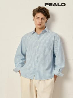 Thumbnail Áo sơ mi kẻ to Oxford PEALO form Relax Cotton cao cấp 1
