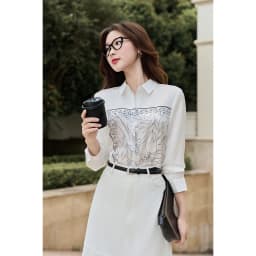 Thumbnail Áo Sơ Mi Lụa LAMER Dáng Suông Dài Tay In Họa Tiết L61H24Q018 2