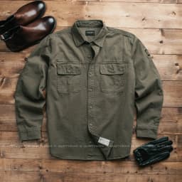 Thumbnail Áo Sơ Mi Nam Bụi Bặm Thiết Kế Đệm Tay Độc Đáo DUSTYMAN - Vải Kaki Cotton - Form Loose Fit - Elbow 4