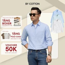 Thumbnail Áo Sơ Mi Nam By Cotton Cao Cấp Dài Tay Oxford Phối Sọc Multi Color 1124 1