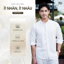 Thumbnail Áo sơ mi nam cổ tàu dài tay 360Boutique somi cổ trụ dáng rộng chất liệu đũi xước cao cấp - STDOL419 4