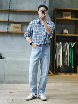 Thumbnail Áo Sơ Mi Nam Cotton Đũi Dài Tay Kẻ Chần Chỉ DNST 8837, Form Loose Fit Thoải Mái 1