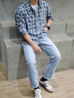 Thumbnail Áo Sơ Mi Nam Cotton Đũi Dài Tay Kẻ Chần Chỉ DNST 8837, Form Loose Fit Thoải Mái 3