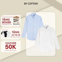 Thumbnail Áo Sơ Mi Nam Dài Tay By Cotton Cao Cấp Sơ Mi Công Sở Nam Cotton Phối Sọc Nhuyễn Xanh & Gân Trắng 1