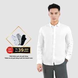 Thumbnail Áo sơ mi nam dài tay cổ bẻ đũi xước tặng 1 đôi tất 360 Boutique áo công sở đi học đi làm màu trắng đen trơn - STDOL429 1