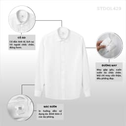 Thumbnail Áo sơ mi nam dài tay cổ bẻ đũi xước tặng 1 đôi tất 360 Boutique áo công sở đi học đi làm màu trắng đen trơn - STDOL429 3