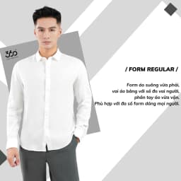 Thumbnail Áo sơ mi nam dài tay cổ bẻ đũi xước tặng 1 đôi tất 360 Boutique áo công sở đi học đi làm màu trắng đen trơn - STDOL429 4