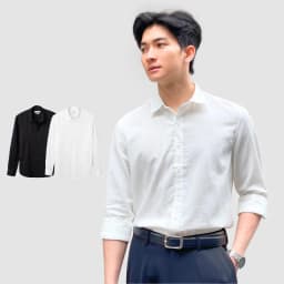 Thumbnail Áo sơ mi nam dài tay cổ bẻ đũi xước 360 Boutique áo công sở đẹp đi học đi làm màu trắng đen trơn form rộng - STDOL429 1