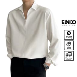 Thumbnail Áo sơ mi nam dài tay ELNIDO kiểu dáng unisex form rộng chất vải kate hàn mịn mát phong cách Hàn Quốc EDSM03 1