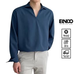 Thumbnail Áo sơ mi nam dài tay ELNIDO kiểu dáng unisex form rộng chất vải kate hàn mịn mát phong cách Hàn Quốc EDSM03 2