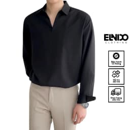 Thumbnail Áo sơ mi nam dài tay ELNIDO kiểu dáng unisex form rộng chất vải kate hàn mịn mát phong cách Hàn Quốc EDSM03 3