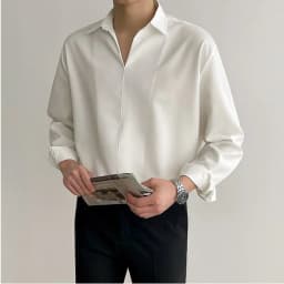 Thumbnail Áo sơ mi nam dài tay ELNIDO kiểu dáng unisex form rộng chất vải kate hàn mịn mát phong cách Hàn Quốc EDSM03 4