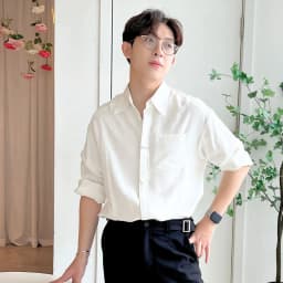 Thumbnail Áo Sơ Mi Nam Dài Tay MANDO Thiết Kế Dáng Đứng Có Phụ Kiện Trước Áo Thoải Mái Chất Liệu Vải Chéo Hàn Mềm Mịn - SHT032 1