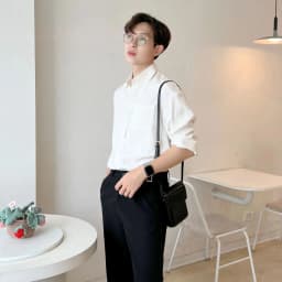 Thumbnail Áo Sơ Mi Nam Dài Tay MANDO Thiết Kế Dáng Đứng Có Phụ Kiện Trước Áo Thoải Mái Chất Liệu Vải Chéo Hàn Mềm Mịn - SHT032 2