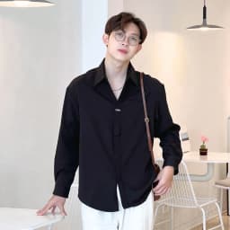 Thumbnail Áo Sơ Mi Nam Dài Tay MANDO Thiết Kế Dáng Đứng Có Phụ Kiện Trước Áo Thoải Mái Chất Liệu Vải Chéo Hàn Mềm Mịn - SHT032 4