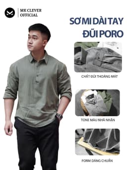 Thumbnail Áo sơ mi nam dài tay đũi Poro MK CLEVER Chất liệu đũi Nhật mềm mịn, thoáng mát, lên form đẹp, đứng dáng 3