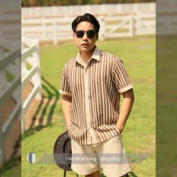 Thumbnail Áo sơ mi nam dệt kim tay lỡ SIMTU, chất liệu sợi bông mềm mịn co giãn 2 chiều, họa tiết sọc thời trang | SM031 3