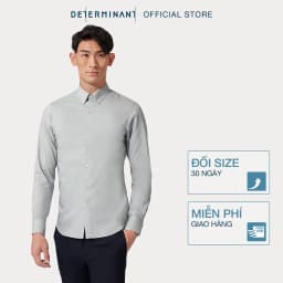 Thumbnail Áo sơ mi nam DETERMINANT 100% Cotton siêu thấm hút chống sờn vải - C02 - màu xám nhạt 2