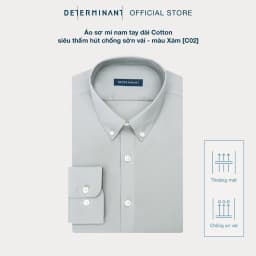 Thumbnail Áo sơ mi nam DETERMINANT 100% Cotton siêu thấm hút chống sờn vải - C02 - màu xám nhạt 3