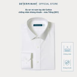 Thumbnail Áo sơ mi nam DETERMINANT 100% Cotton siêu dài chống nhăn kháng khuẩn - 301 - màu Trắng 3