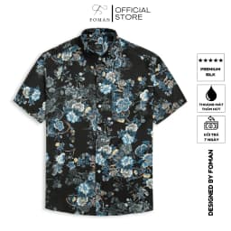 Thumbnail Áo sơ mi Nam hoạ tiết Chim Đỗ Quyên Pinkster Flower FOMAN tay ngắn, chất vải Lụa, thấm hút, thoáng khí, không nhăn FM-50 1
