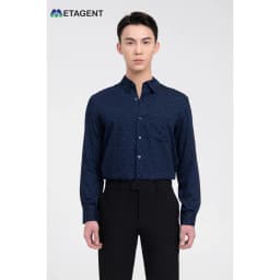 Thumbnail Áo sơ mi nam họa tiết kẻ dáng Regular Fit Metagent MS 17E3771 4