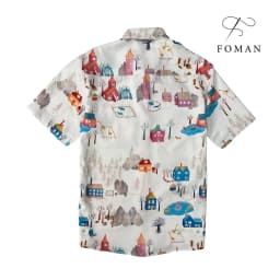 Thumbnail Áo Sơ mi Nam Hoạ tiết Nông Trại Happy Farm FOMAN tay ngắn vải Lụa, thấm hút, thoáng khí, chống nhăn, chống nhàu (FM47) 2