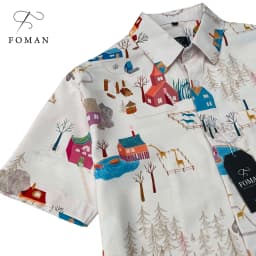 Thumbnail Áo Sơ mi Nam Hoạ tiết Nông Trại Happy Farm FOMAN tay ngắn vải Lụa, thấm hút, thoáng khí, chống nhăn, chống nhàu (FM47) 3
