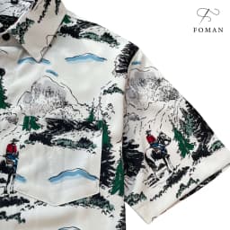 Thumbnail Áo Sơ mi Nam hoạ tiết Núi Tuyết Snow Moutain FOMAN tay ngắn vải Lụa, thoáng khí, thấm hút, chống nhăn, chống nhàu (FM38) 4