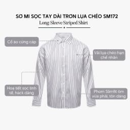 Thumbnail Áo sơ mi nam kẻ sọc 4MEN SM172 tay dài, form slimfit ôm body đẹp trẻ trung, vải lụa chéo mềm mịn hạn chế nhăn giá rẻ 3