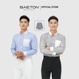 Thumbnail Áo sơ mi nam kẻ sọc Baeton phối tay Line K Hàn Quốc cao cấp lụa hàn lịch lãm- S02 2