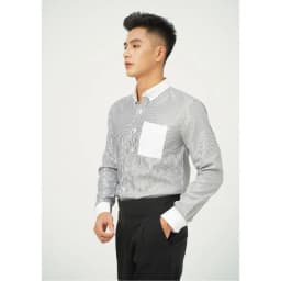 Thumbnail Áo sơ mi nam kẻ sọc Baeton phối tay Line K Hàn Quốc cao cấp lụa hàn lịch lãm- S02 4